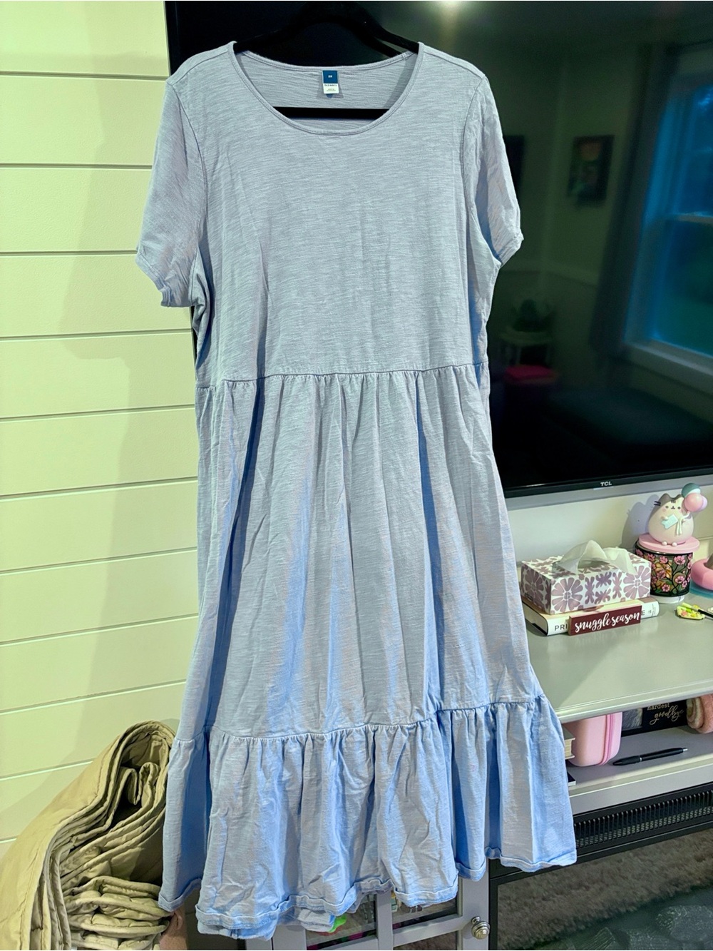 Old Navy Light Blue Cotton Midi Tiered Dress - Picture 3 of 7